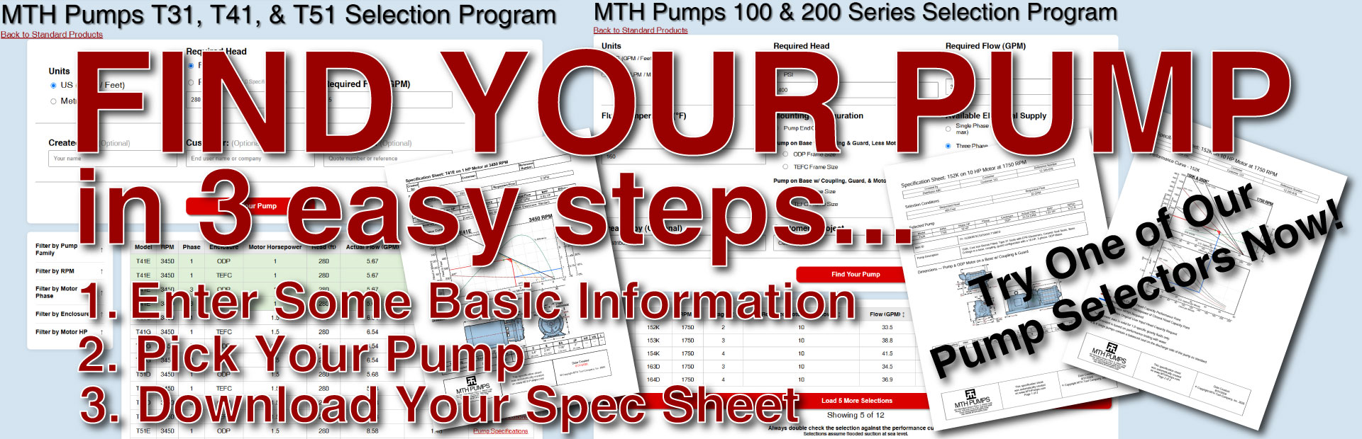 Find your MTH Pump is seconds with our new Pump Selection Pages